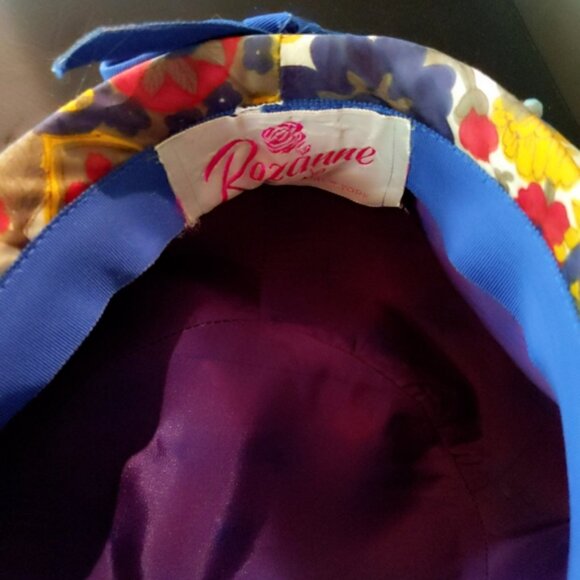 Vtg 60s Floral Liberty Sequin Pillbox Turban Hat - Picture 5 of 6